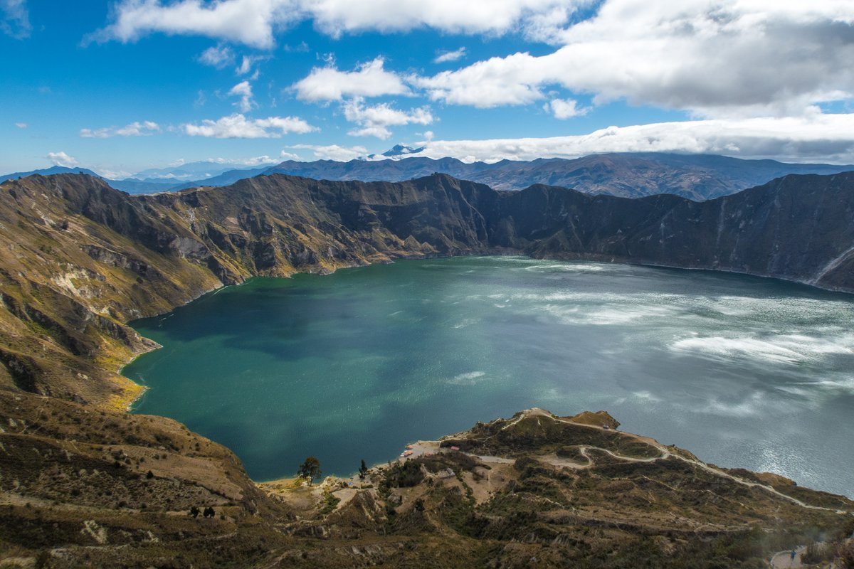 Quilotoa lagoon in a volcanic crater