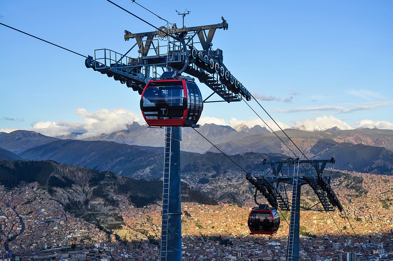 A cable car above La Paz