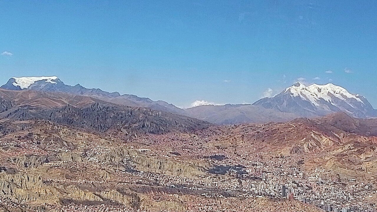 La Paz and Illimani peak